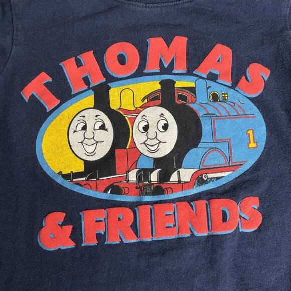 Vintage 90s THOMAS & FRIENDS Toddler Boy T-Shirt Long Sleeve Navy Blue Train - Picture 2 of 6
